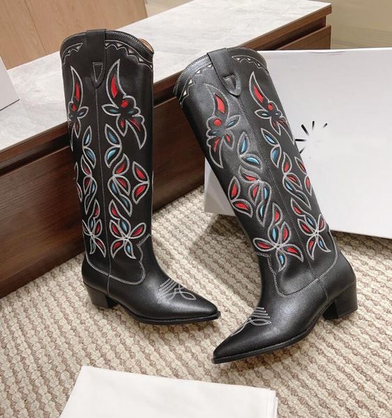 Kadın Ayakkabı Botları Moda Tasarımcısı Isabel Paris Marant Veet Deri Metal Orijinal Süet Süet Deri Botlar Kadınlar Orijinal Kutu Kovboy Botlar Batı Botları 84