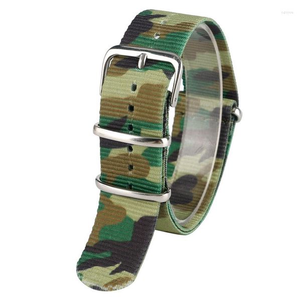 Uhrenarmbänder 22 mm Camouflage Armband Outdoor Ersatz Nylon Stoff Canvas Sport Soft Strap Band Army Green Watchband