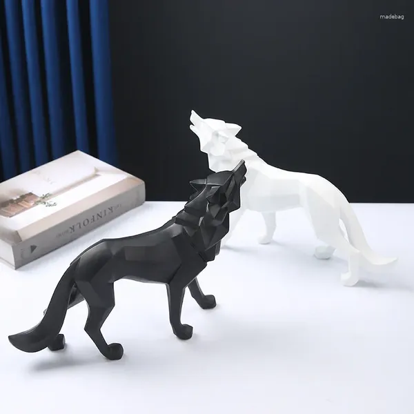 Dekoratif Figürinler Wolf Wolfhound Fil Reçine Heykel Figürin Heykel Ofisi Ev Dekorasyon Süsleri Masaüstü El Yapımı El Sanatları Modern