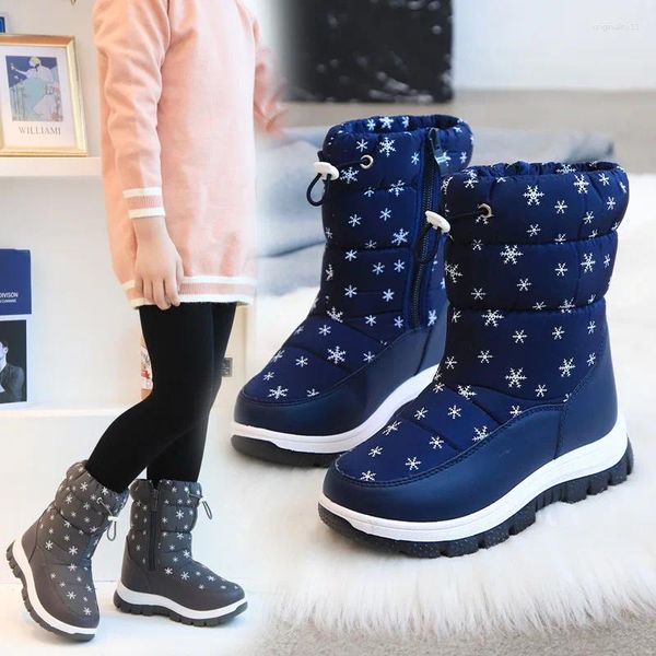 Stiefel Kinder Schnee Mädchen Winter High Top Schneeflocke Weiche Sohle Baumwolle Plüsch Dick Isoliert