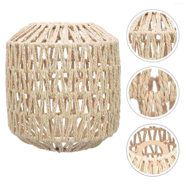 Lâmpadas pendentes papel corda abajur teto luz decoração ventilador cesta de lavanderia capa imitação rattan protetor bebê vintage casa