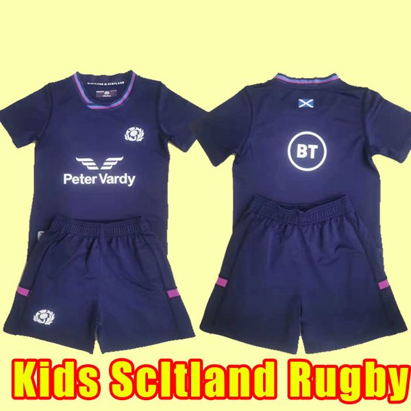 Kinder 2022 2023 Schottland RUGBY JERSEYS LEAGUE 22 23 Vintage Nationalmannschaft Rugby BLAUES Hemd Retro POLO T-Shirt Word Cup Hochwertiges T-Shirt Sevens Heim-Komplettsets