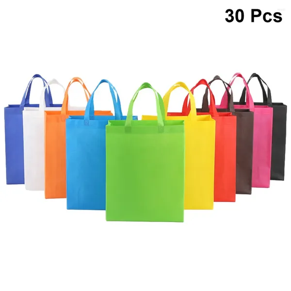 Depolama Çantaları 30 PCS Sarı Hediye Çantası Yeniden Kullanılabilir Tote Alışveriş Çantası Dokuma Olmayan Çocuk