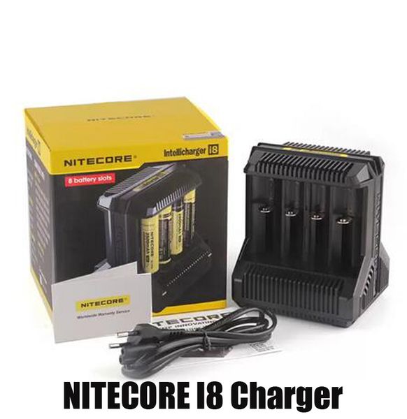 Originale Nitecore I8 Caricabatterie Digicharger Intelligente 8 slot Carica rapida per IMR 16340 18650 14500 18500 26650 18350 26500 Batteria universale agli ioni di litio US UK EU Plug