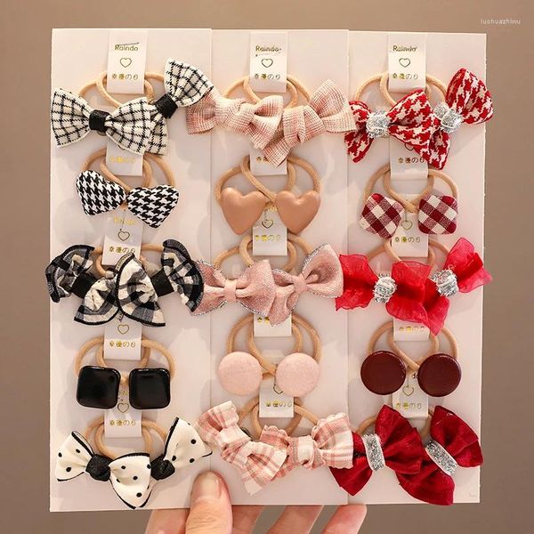 Acessórios de cabelo Bebê Meninas Bowknot Padrão Geométrico Ornamento Elástico Crianças Doce Macio Scrunchies Borracha Crianças