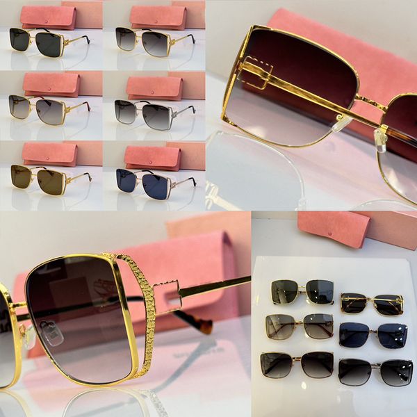 Occhiali da sole con montatura in metallo moda donna Stampa di lettere vintage Specchio che cambia colore Occhiali grandi con scatola di alta qualità con scatola SMU 15YS