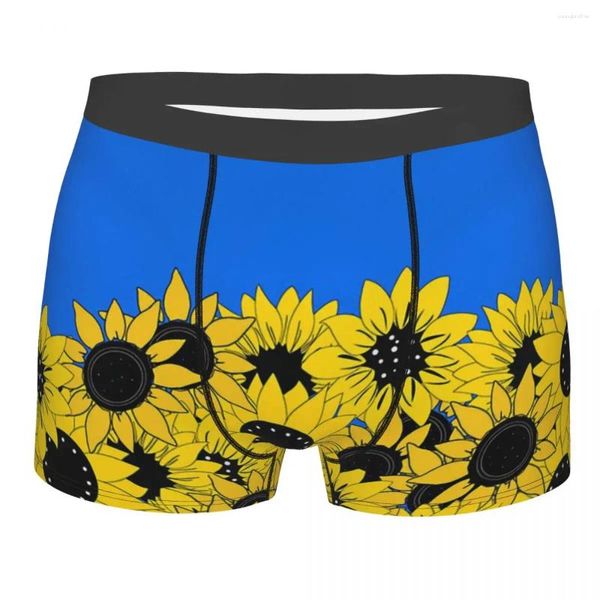 Cuecas girassóis e azuis as cores da bandeira da Ucrânia Breathbale calcinha homem roupa interior confortável shorts boxer briefs