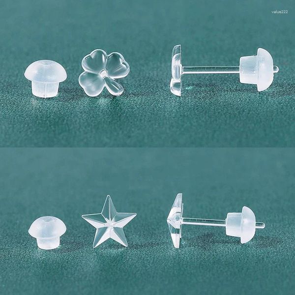 Ohrstecker, 10 Paar, hypoallergen, unsichtbar, Harz-Ohrring, transparent, Herz, Stern, Kunststoffstifte, Ohrpiercings, Knorpel