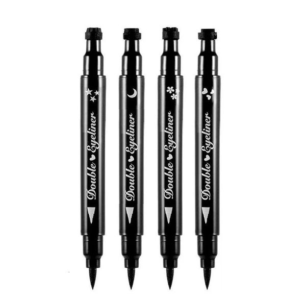 Göz farı/astar kombinasyonu 4pcs renk conta göz kalemi seti çift uçlu su geçirmez olmayan eyeliner sevimli damga eyeliner 231031