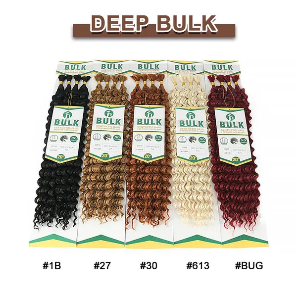 Tiefe Welle Kunsthaar Bulk für Boho Box Braid 20 Zoll Großhandel Kein Schuss Flechten Haarverlängerungen