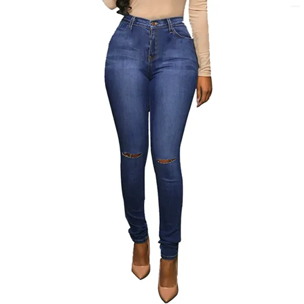 Damen Jeans Denim Hose Frauen Plus Size Enge Hohe Taille Gewaschene Gebrochene Bleistifthose Teen Girl Taillierte Streetwear