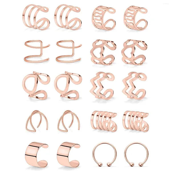 Brincos traseiros 2-20 peças, aço inoxidável rosegold, ajustável, não piercing, clipe de cartilagem, envoltório, orelha falsa, lábio, nariz, anel