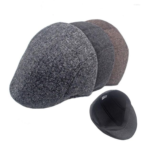 Berretti Cappello da ragazzo da uomo vecchio Berretto piatto Berretto con visiera invernale stile western vintage Classico avanzato Grondaia corta Caldo antivento