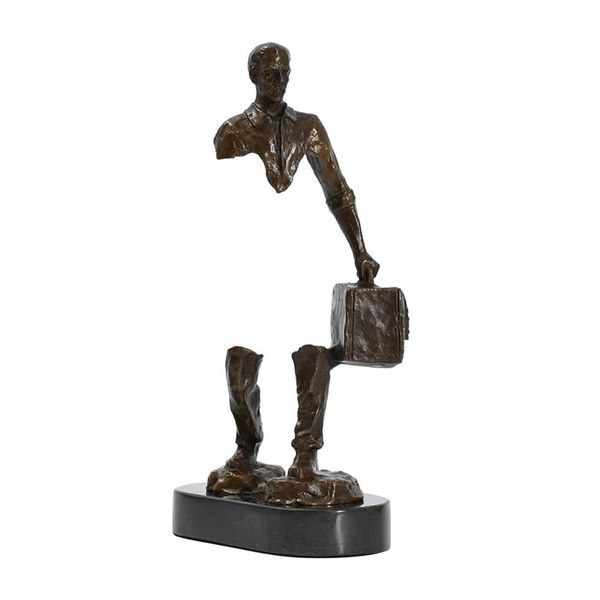 Modern Man Bronze Sculpture: Abstract Traveler Figurine for Vintage Collectibles & Home Decor