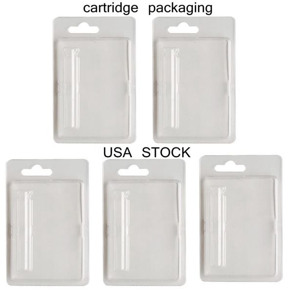 EUA Estoque 0.8ml 1.0ml Vape Cartridge Package Clear Plastic Clamshell Cart Embalagem 116X75mm Tamanho Clam Shell Box Personalizar Cartão Disponível