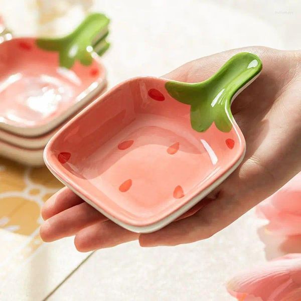 Piatti Piatto di condimento alla fragola in ceramica Piatto da immersione delizioso Piatto di salsa di soia per uso domestico Gusto Snack Speciale per forno a microonde