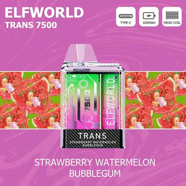 Лидер продаж Elfworld Trans 7500 Puffs, одноразовая электронная сигарета, 11 вкусов, 15 мл, сетчатая катушка, капсулы для вейпа, хрустальные батончики