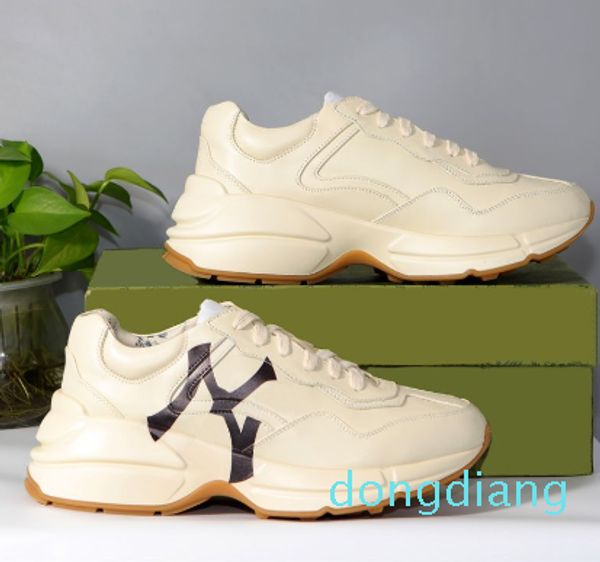 Scarpe casual Uomo Donna Piattaforma Vecchia scarpa da papà Sneaker vintage di lusso Scarpe da ginnastica piatte in pelle di tela beige