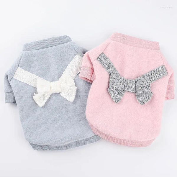 Costumi per gatti Vestiti caldi per animali domestici per cani e gatti Giacca da cappotto T-shirt con fiocco carino Abbigliamento Camicia per maglione con gattino per cani di piccola taglia