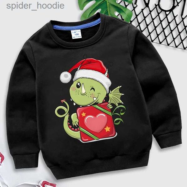 Erkek Hoodies Sweatshirts Mutlu Noeller Dinozor Baskı Çocukları Sweatshirt Erkek Kızlar Uzun Kollu Y2K Sudadera Kids Grafik Noel Tatil Külot Hoodie L231101