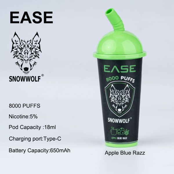 SNOWWOLF EASE 8000 Puff Puffbars Одноразовая ручка для вейпа Оригинальные вейпы Одноразовые слоеные сигареты 5% Электронная сигарета 650 мАч Тип-C 15 вкусов Перезаряжаемая