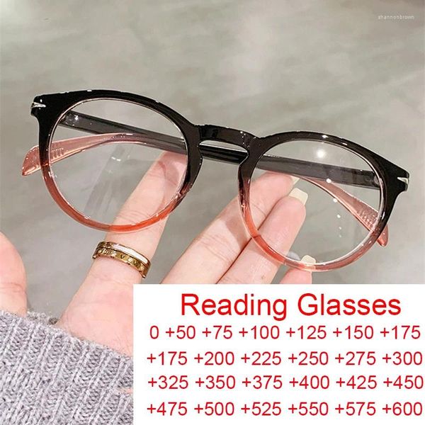 Óculos de sol 2023 moda colorido redondo óculos de leitura mulheres luxo ultraleve pequeno quadro anti luz azul óptica computador óculos