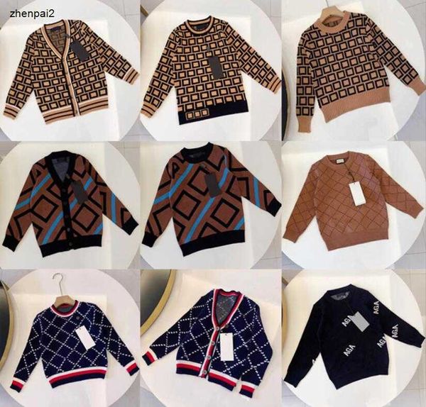 Lüks Çocuk Sweater Hırka Kış Sıcak Erkek Kızlar Örme Sweatshirt Bebek Hoodies Mektup Kapşonlu Sweaters