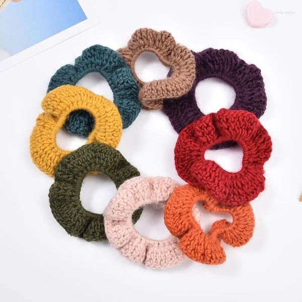 Acessórios de cabelo 2023 inverno mulheres meninas artesanais faixas de tricô macio scrunchies borracha cordas simples