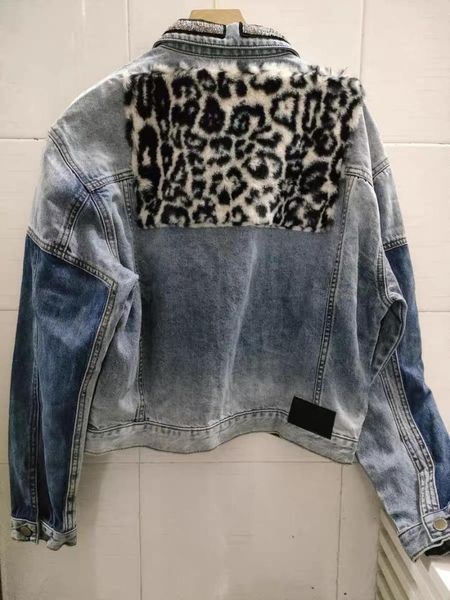 Giacche da donna Commercio estero Cappotto da donna spagnolo Colore Mosaico Stampa leopardata Breve denim Moda casual