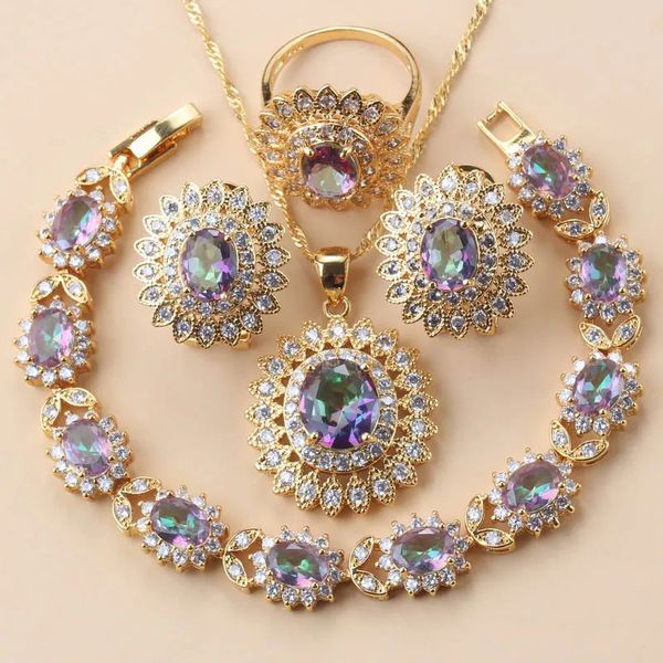 Conjuntos de jóias de casamento Colar de casamento africano grande conjunto de jóias de girassol cor de ouro brincos de mulher de luxo charme pulseira e anel traje nupcial 231101