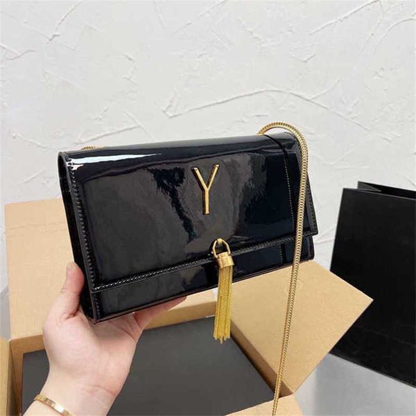 YBAG Zincir Messenger Çantalar Lüks Tasarımcı Çanta Siyah Omuz Çantaları Kadın Moda Donanım Tassel Crossbody Çantalar Hafif Deri Çanta Çanta 221216