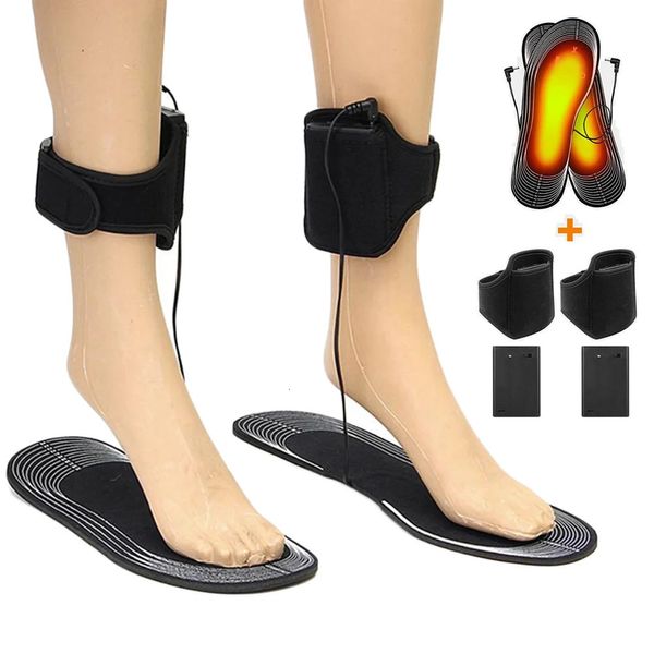 Peças de calçados Acessórios Palmilhas aquecidas eletricamente para sapatos Bateria Aquecimento elétrico Sola de sapato Pés de inverno Almofada de meia quente lavável Palmilhas térmicas quentes 231031