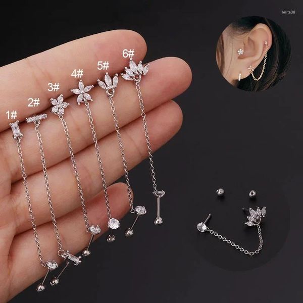 Ohrstecker 1 Stück Edelstahl Damen Für Männer Lange Quaste Kubikzircon Knorpel Piercing Körperschmuck