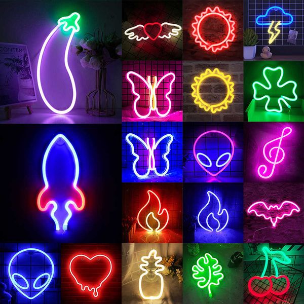 Luzes noturnas USB/Bateria LED de neon LED Night Night Wedding Water Hanging Lights Bar Party Kids Bedroom Art Decoration Presente de Natal P230331