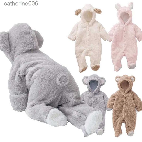 Macacões outono inverno bebê macacão bebê menina menino roupas de lã animal urso coelho ovelha recém-nascido macacões infantil traje de halloween 0-12ml231101