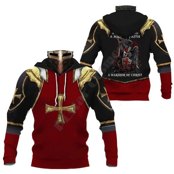 Moletons masculinos moletons guerreiros de Cristo mascarado 3d moda moda moletom masculina máscara casual máscara de moletom de cosplay quente