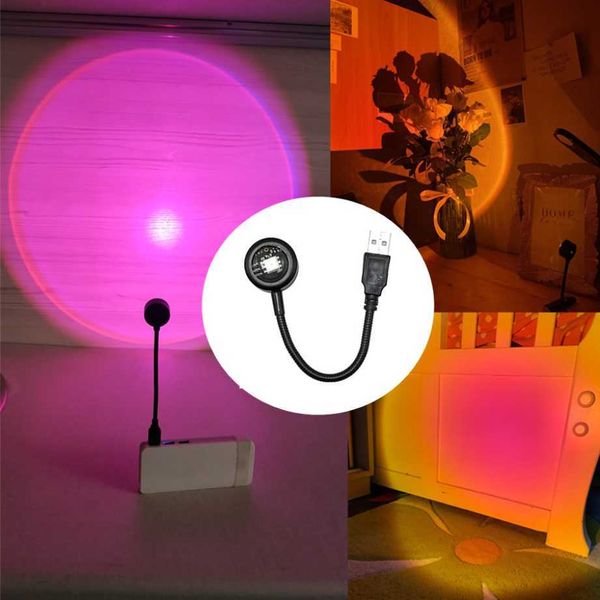 Ночные светильники светодиод USB Sunset Lamp Proctor Home Decor Night Light Portable Mood Light для спальни гостиная фотография неоновые огни p230331