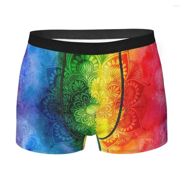 UNDUPTS PRIDE Rainbow Suluboya Mandala Erkekler Boxer Briefs Bohemian Nefes Alabilir Komik İç Giyim En Kaliteli Baskı Şort Hediye Fikri