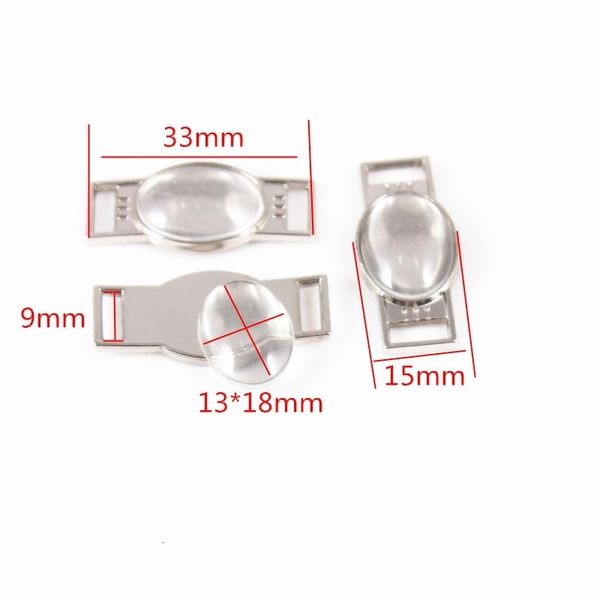 Charms personalisieren ovale Schnürsenkel-Charms mit 13 x 18 mm und 18 x 25 mm klarem Glas-Cabochon für sportliche Schuhe, Paracord-Armband, DIY-Schmuck, 20 Stück, 231031