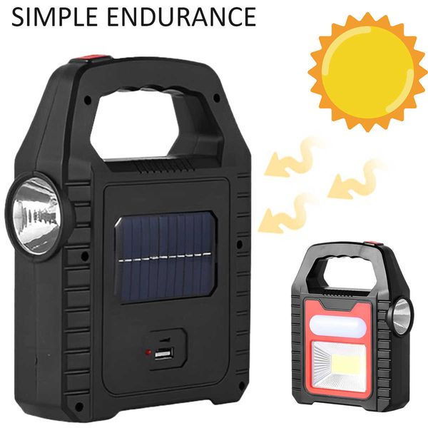 Lanterna da campeggio Lanterna solare portatile Torcia di emergenza esterna Lampada da lavoro a mano COB Luce di inondazione Faro da campeggio Faretto di ricarica USB W0331