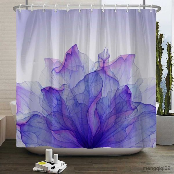 Tende da doccia Fiori ad acquerello Tenda da doccia Stampa floreale colorata Tessuto impermeabile Decorazione del bagno di casa Schermo per vasca R231101