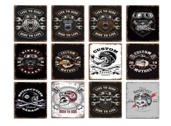 2021 neue Motorrad Schädel Wolf Zeichen Plaques Pub Club Wand Dekoration Vintage Metall Zinn Zeichen Hause Garage Dekor Kunst Postersa8048031