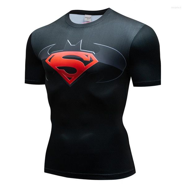 Camisetas masculinas Camisa de ginástica preta Men fitness Running Sports Treando camiseta apertada Tee masculina verão casual Manga curta Tops de roupas masculinas