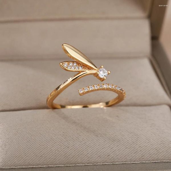 Cluster-Ringe, einfacher niedlicher Zirkon-Insektenflügel für Frauen, Gott, verstellbarer Fingerring, ästhetischer Hochzeitsschmuck, Liebhaber-Geschenk, sie