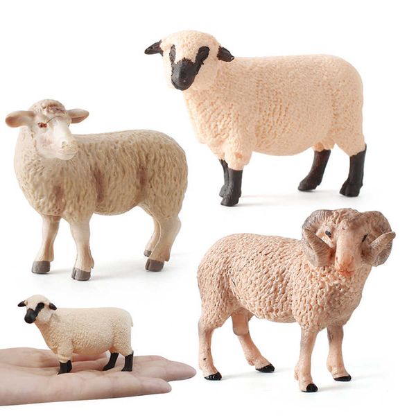 Simulato Zoo Pecora Modello Animali da fattoria Action Figure Bambini Bambole per bambini Collezione di figurine Giocattoli Regalo Decorazioni per la casa