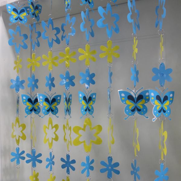 Tenda in PVC cartone animato tenda per porta in plastica blu farfalla Paillettes decorazioni per la stanza dei bambini divisoria colorata 231101