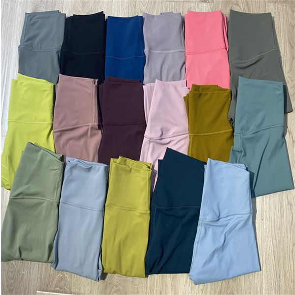 Pantaloni da yoga da donna sensazione di nudo delicato sulla pelle senza imbarazzo vita elastico in vita retrazione natica color pesca pantaloni sportivi da fitness al limone LL Yoga Outfit