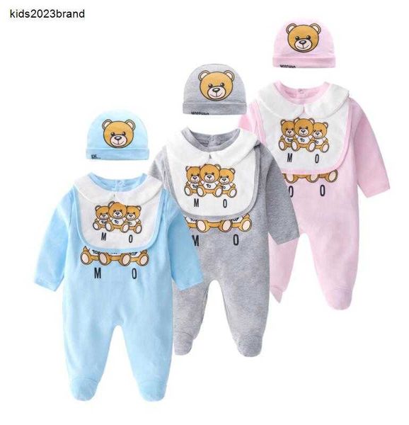 Neue 3 PCS Set Hut Bib Overall Kinder Strampler Mädchen Jungen Brief Neugeborenen Baby Kleidung Kleinkind body