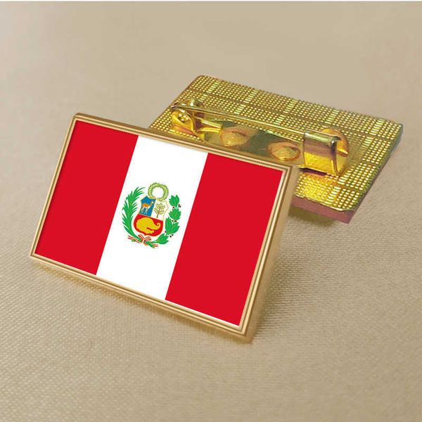 PIN da bandeira peruana de festa 2,5*1,5 cm de liga de zinco DILO DIA DE PVC PVC revestido com medalhão retangular de ouro sem adicionar resina