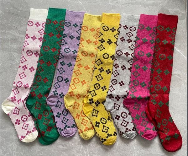 Baumwollstrumpfwaren, Socken, Strümpfe für Damen, modisch, Damen, Mädchen, Faden, Knie, Streetwear, Herbst, Winter, dick, warm, Golddraht, Sportsocken, Strümpfe